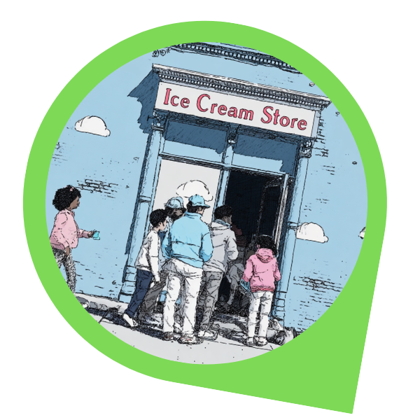 GetFoundLocally ice cream shop in location marker